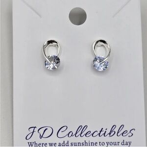 Loop Earrings Made w Swarovski Crystals Silver Overlay